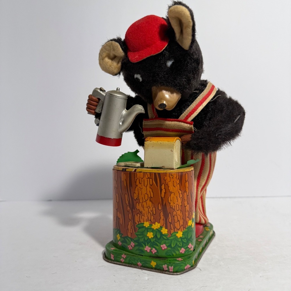 Vintage 1950s Maxwell Coffee Loving Bear Battery Operated Untested As Is